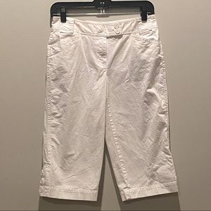 2/$30 Ann Taylor Loft White Julie Cropped Pants Capris 2P 2 Petite
